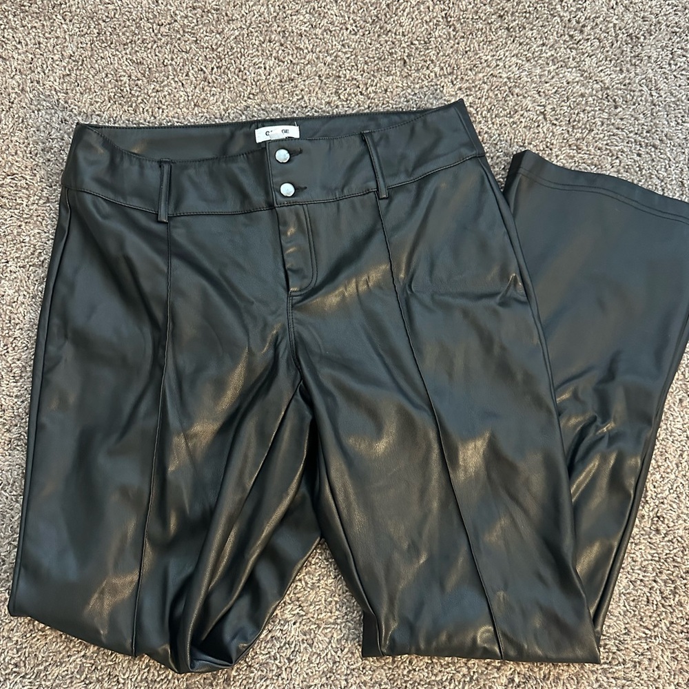 Garage Black Leather Look Pants
